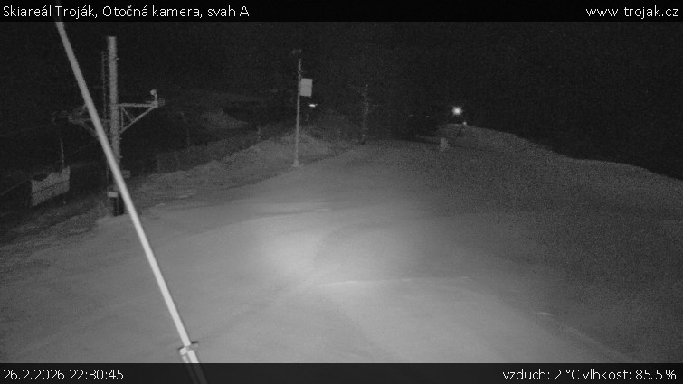 Skiareál Troják - Otočná kamera, svah A - 26.2.2026 v 22:30