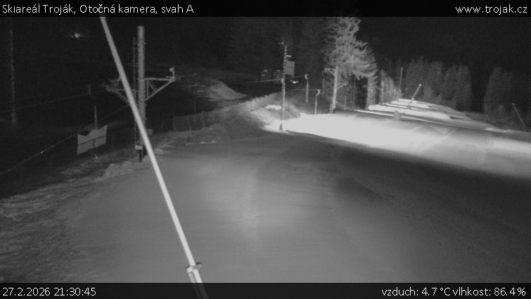Skiareál Troják - Otočná kamera, svah A - 27.2.2026 v 21:30
