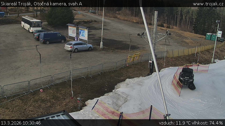 Skiareál Troják - Otočná kamera, svah A - 13.3.2026 v 10:30