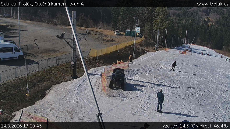 Skiareál Troják - Otočná kamera, svah A - 14.3.2026 v 13:30