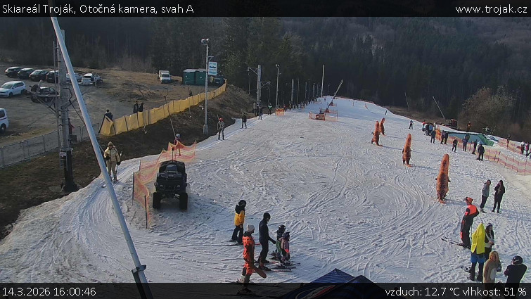 Skiareál Troják - Otočná kamera, svah A - 14.3.2026 v 16:00