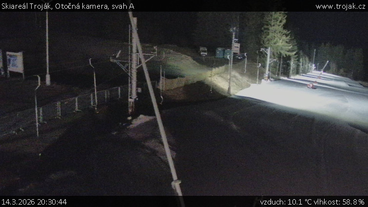 Skiareál Troják - Otočná kamera, svah A - 14.3.2026 v 20:30