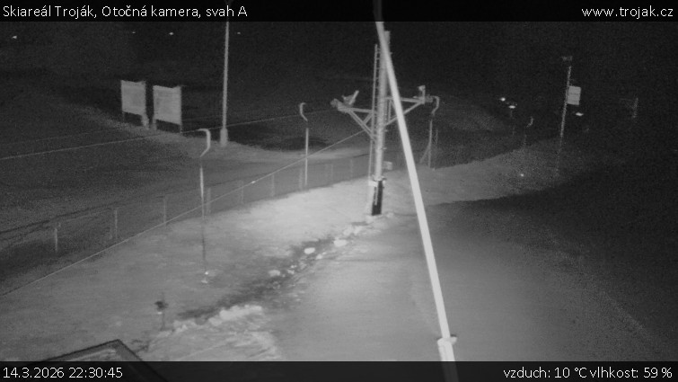 Skiareál Troják - Otočná kamera, svah A - 14.3.2026 v 22:30