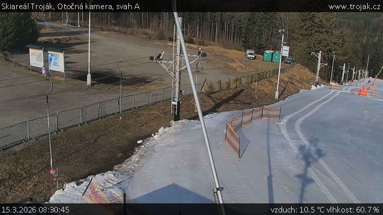Skiareál Troják - Otočná kamera, svah A - 15.3.2026 v 08:30