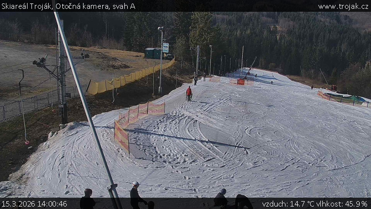 Skiareál Troják - Otočná kamera, svah A - 15.3.2026 v 14:00