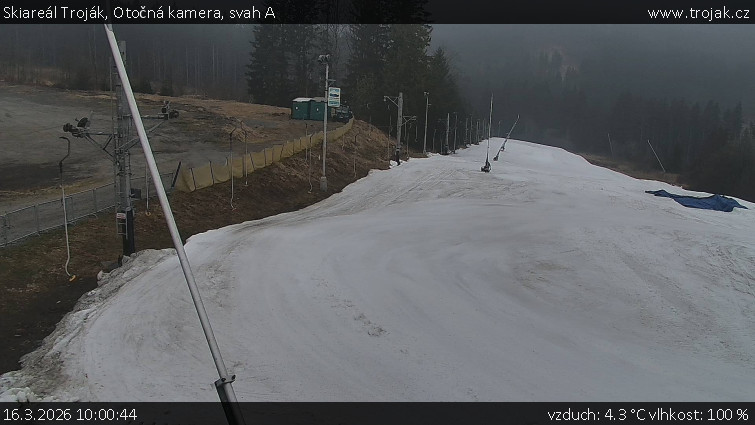 Skiareál Troják - Otočná kamera, svah A - 16.3.2026 v 10:00