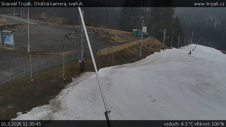 Skiareál Troják - Otočná kamera, svah A - 16.3.2026 v 11:30