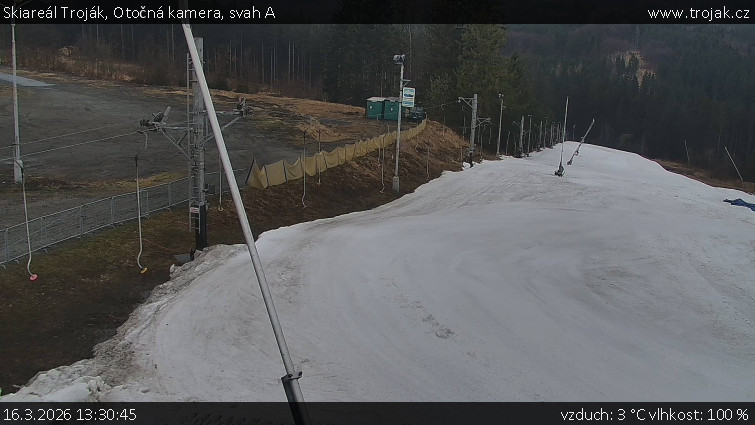 Skiareál Troják - Otočná kamera, svah A - 16.3.2026 v 13:30