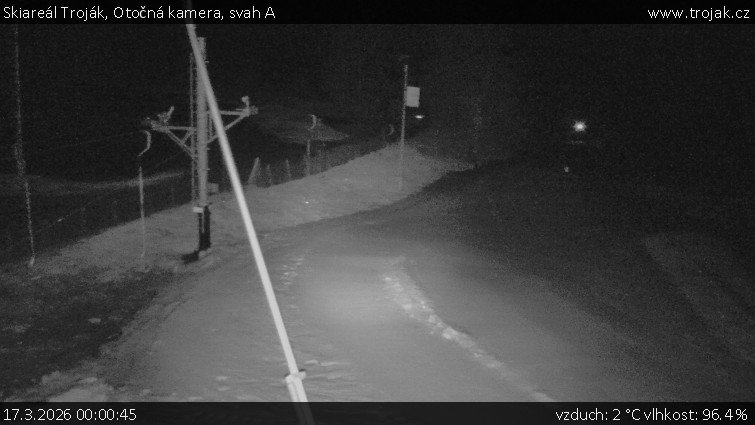Skiareál Troják - Otočná kamera, svah A - 17.3.2026 v 00:00