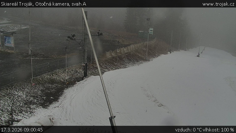 Skiareál Troják - Otočná kamera, svah A - 17.3.2026 v 09:00