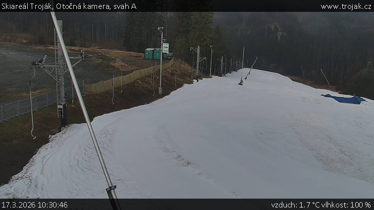 Skiareál Troják - Otočná kamera, svah A - 17.3.2026 v 10:30