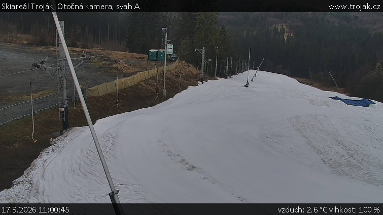Skiareál Troják - Otočná kamera, svah A - 17.3.2026 v 11:00