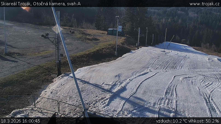 Skiareál Troják - Otočná kamera, svah A - 18.3.2026 v 16:00