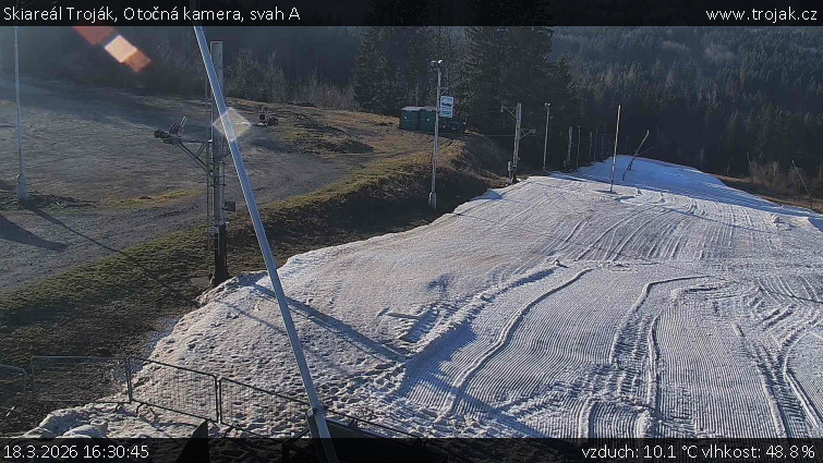 Skiareál Troják - Otočná kamera, svah A - 18.3.2026 v 16:30