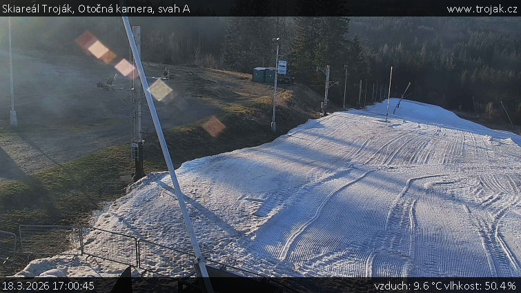 Skiareál Troják - Otočná kamera, svah A - 18.3.2026 v 17:00