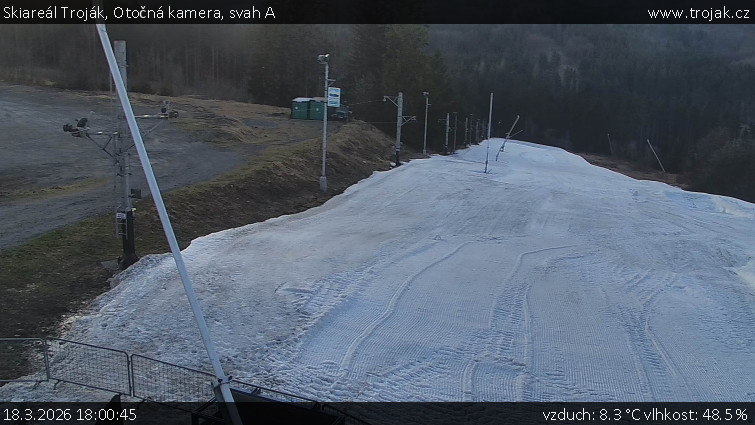 Skiareál Troják - Otočná kamera, svah A - 18.3.2026 v 18:00