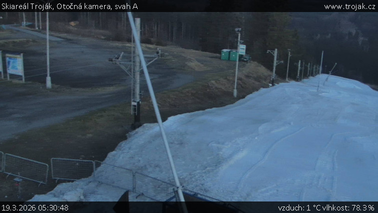 Skiareál Troják - Otočná kamera, svah A - 19.3.2026 v 05:30