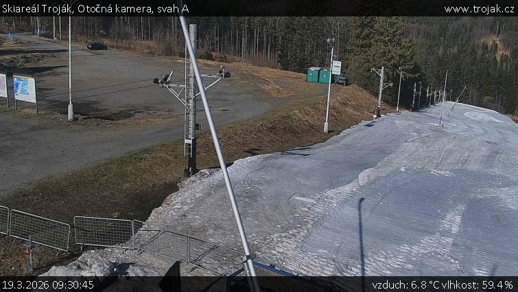 Skiareál Troják - Otočná kamera, svah A - 19.3.2026 v 09:30