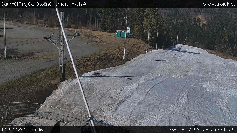 Skiareál Troják - Otočná kamera, svah A - 19.3.2026 v 11:30