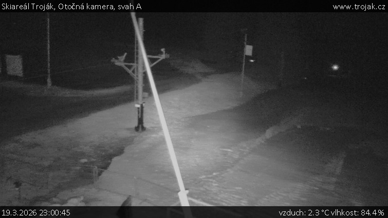 Skiareál Troják - Otočná kamera, svah A - 19.3.2026 v 23:00