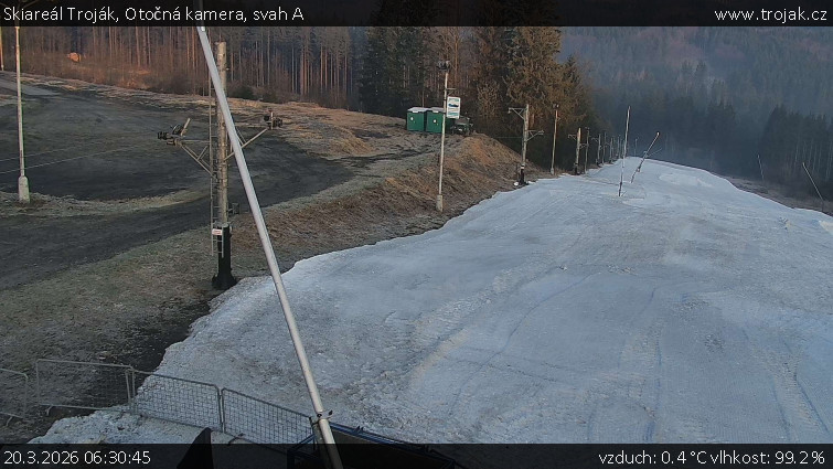 Skiareál Troják - Otočná kamera, svah A - 20.3.2026 v 06:30