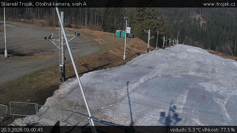 Skiareál Troják - Otočná kamera, svah A - 20.3.2026 v 09:00