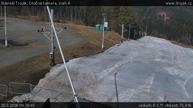 Skiareál Troják - Otočná kamera, svah A - 20.3.2026 v 09:30