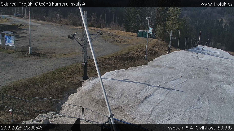 Skiareál Troják - Otočná kamera, svah A - 20.3.2026 v 13:30