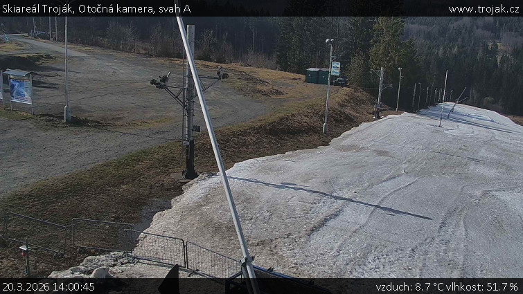 Skiareál Troják - Otočná kamera, svah A - 20.3.2026 v 14:00