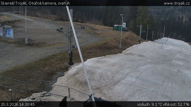 Skiareál Troják - Otočná kamera, svah A - 20.3.2026 v 14:30