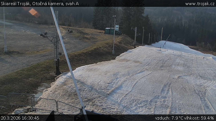 Skiareál Troják - Otočná kamera, svah A - 20.3.2026 v 16:30