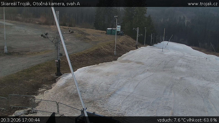 Skiareál Troják - Otočná kamera, svah A - 20.3.2026 v 17:00