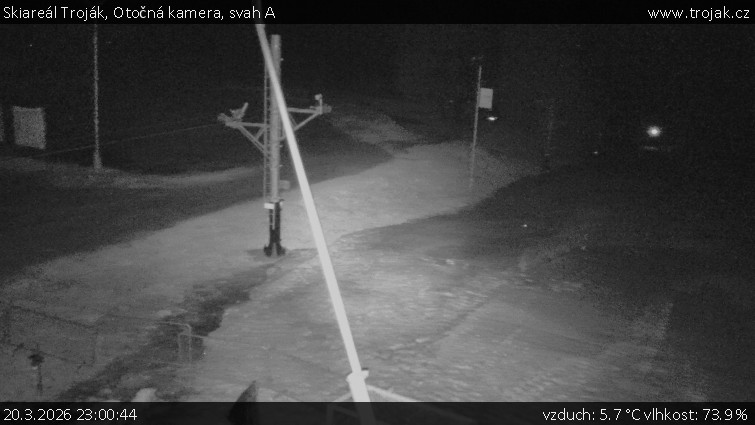 Skiareál Troják - Otočná kamera, svah A - 20.3.2026 v 23:00