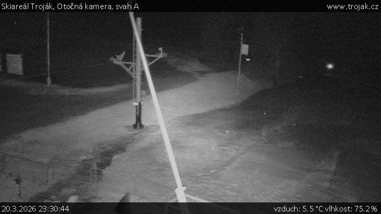 Skiareál Troják - Otočná kamera, svah A - 20.3.2026 v 23:30