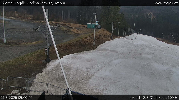 Skiareál Troják - Otočná kamera, svah A - 21.3.2026 v 09:00