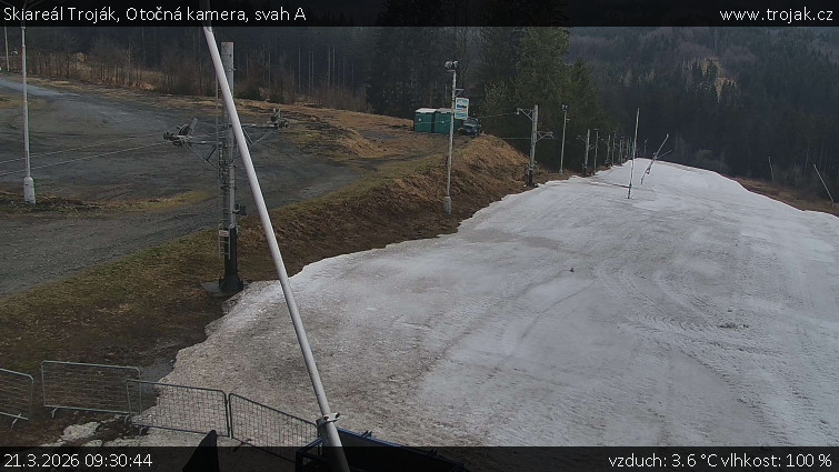Skiareál Troják - Otočná kamera, svah A - 21.3.2026 v 09:30