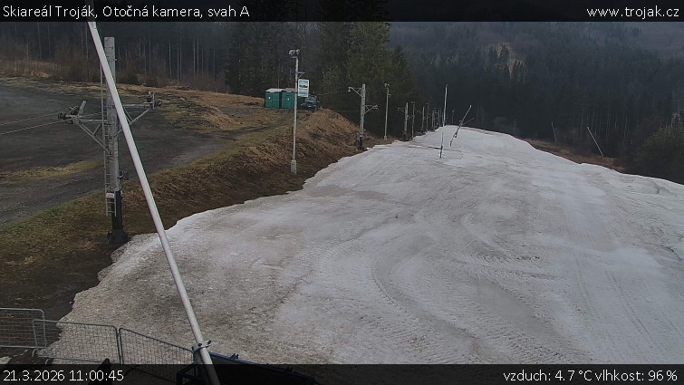 Skiareál Troják - Otočná kamera, svah A - 21.3.2026 v 11:00