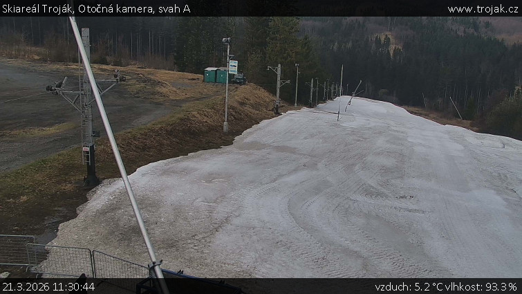 Skiareál Troják - Otočná kamera, svah A - 21.3.2026 v 11:30