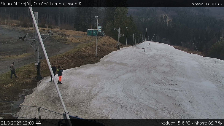 Skiareál Troják - Otočná kamera, svah A - 21.3.2026 v 12:00