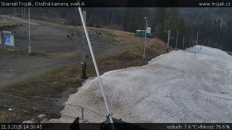 Skiareál Troják - Otočná kamera, svah A - 21.3.2026 v 14:30