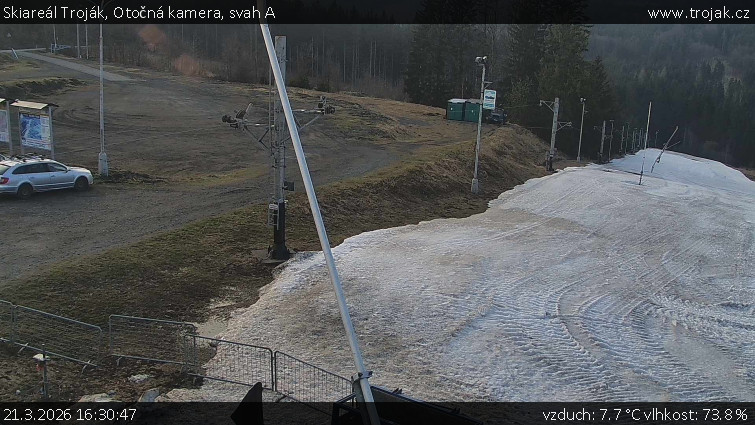 Skiareál Troják - Otočná kamera, svah A - 21.3.2026 v 16:30