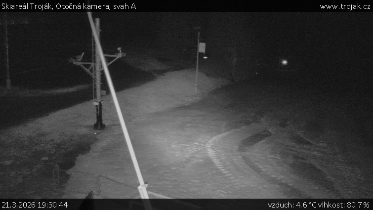 Skiareál Troják - Otočná kamera, svah A - 21.3.2026 v 19:30
