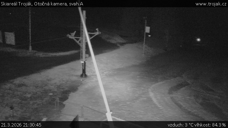 Skiareál Troják - Otočná kamera, svah A - 21.3.2026 v 21:30