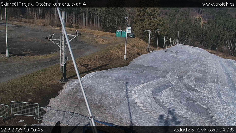Skiareál Troják - Otočná kamera, svah A - 22.3.2026 v 09:00