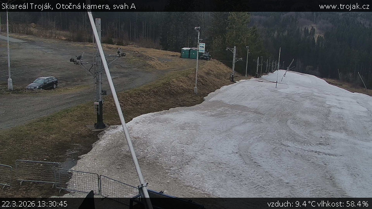Skiareál Troják - Otočná kamera, svah A - 22.3.2026 v 13:30
