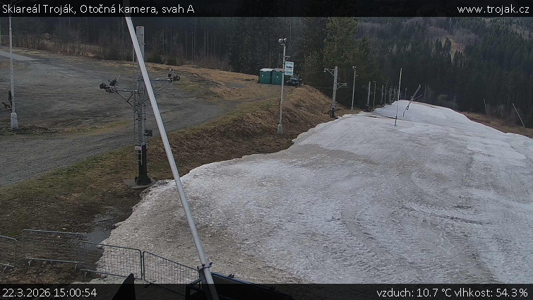 Skiareál Troják - Otočná kamera, svah A - 22.3.2026 v 15:00