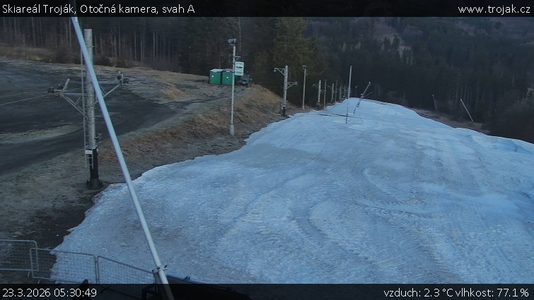 Skiareál Troják - Otočná kamera, svah A - 23.3.2026 v 05:30