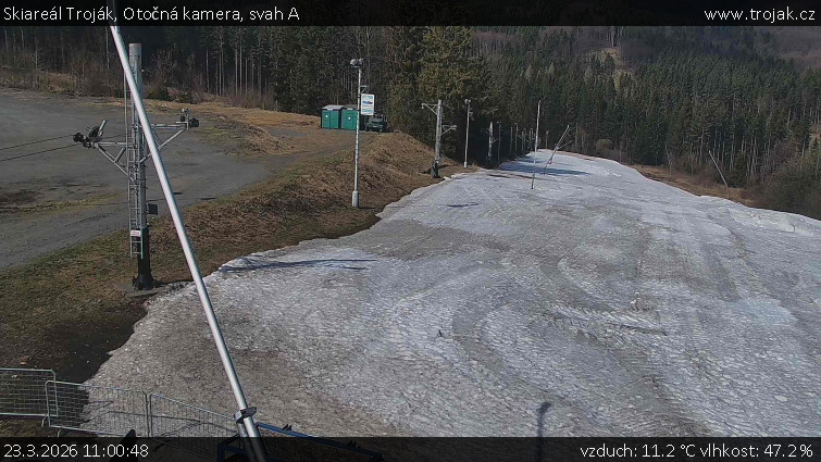 Skiareál Troják - Otočná kamera, svah A - 23.3.2026 v 11:00