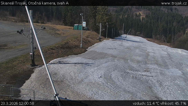 Skiareál Troják - Otočná kamera, svah A - 23.3.2026 v 12:00