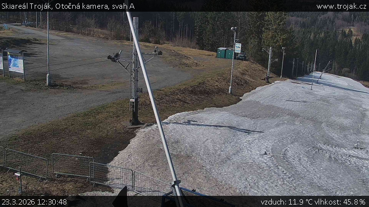Skiareál Troják - Otočná kamera, svah A - 23.3.2026 v 12:30